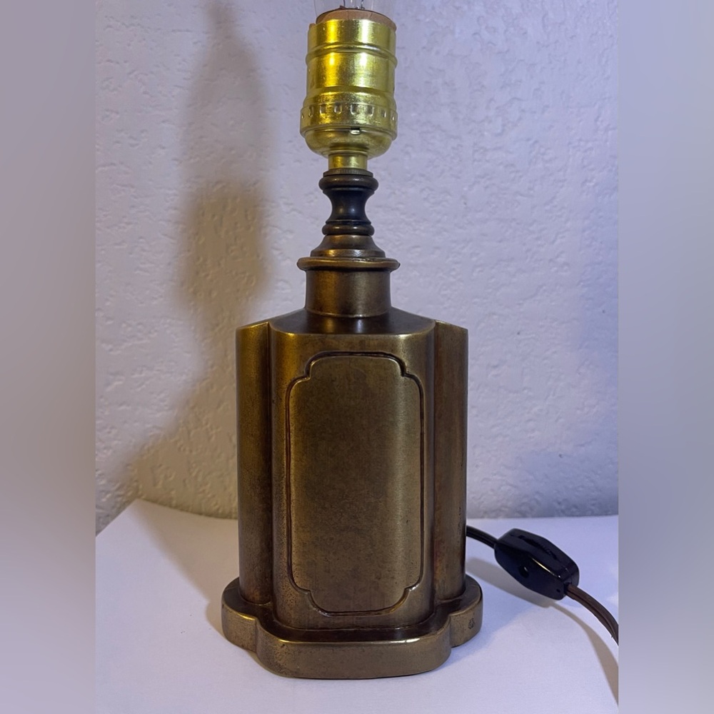 Vintage Small Brass Tea Caddy Lamp.  Petite, Asian, Chinoiserie, No shade